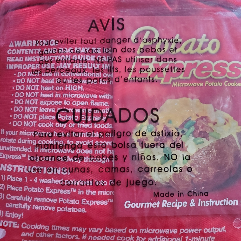 Potato express microwave potato cooker